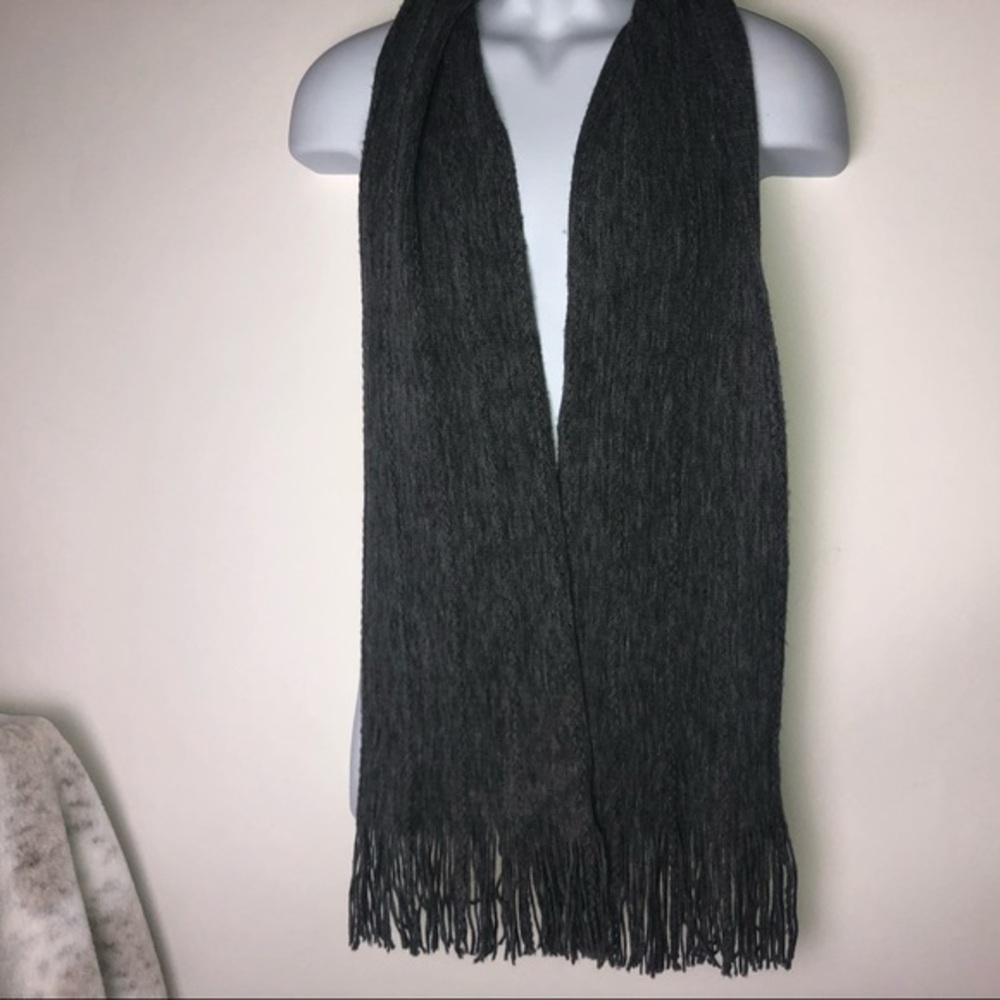 New York & Company Gray Scarf with Fringe